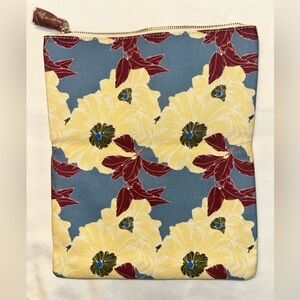 Rachel Pally Beige and Red Floral Zipper Pouch/Clutch NWOT